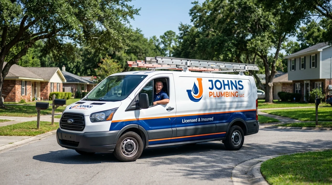 Johns Plumbing LLC service van in Hartselle, AL