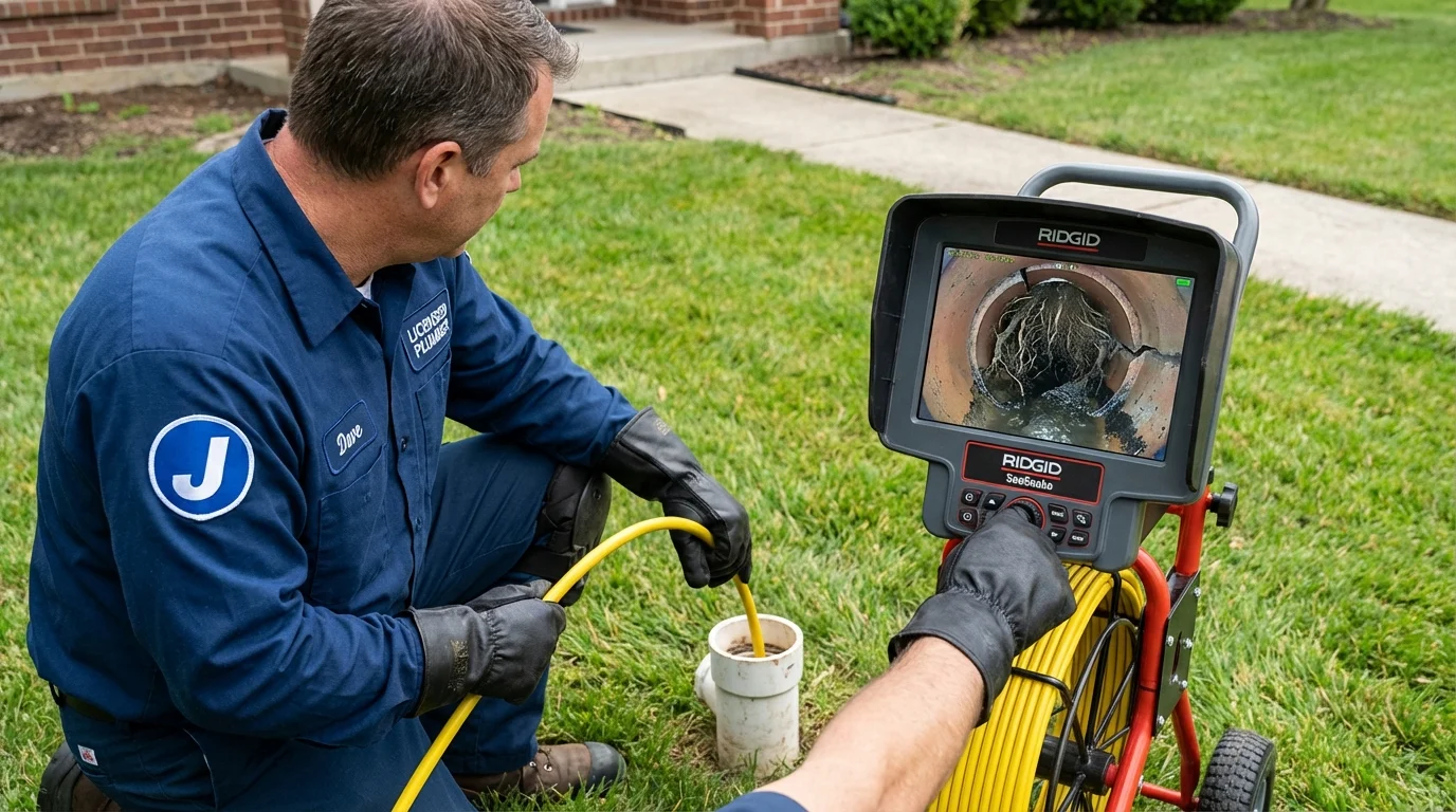 Sewer camera inspection being performed by Johns Plumbing LLC in Hartselle