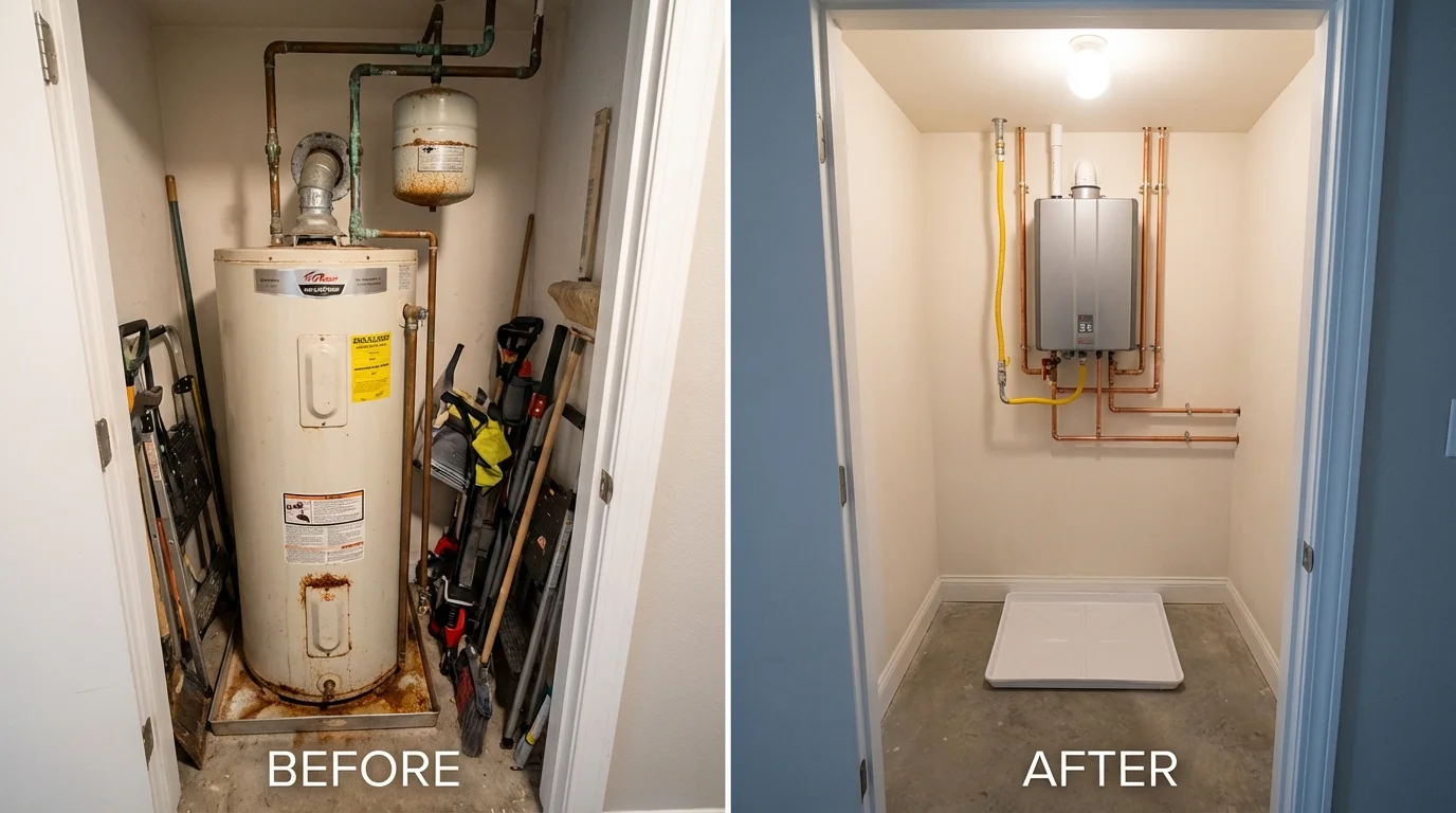 Tank water heater versus wall-mounted tankless unit comparison for Hartselle, AL homeowners