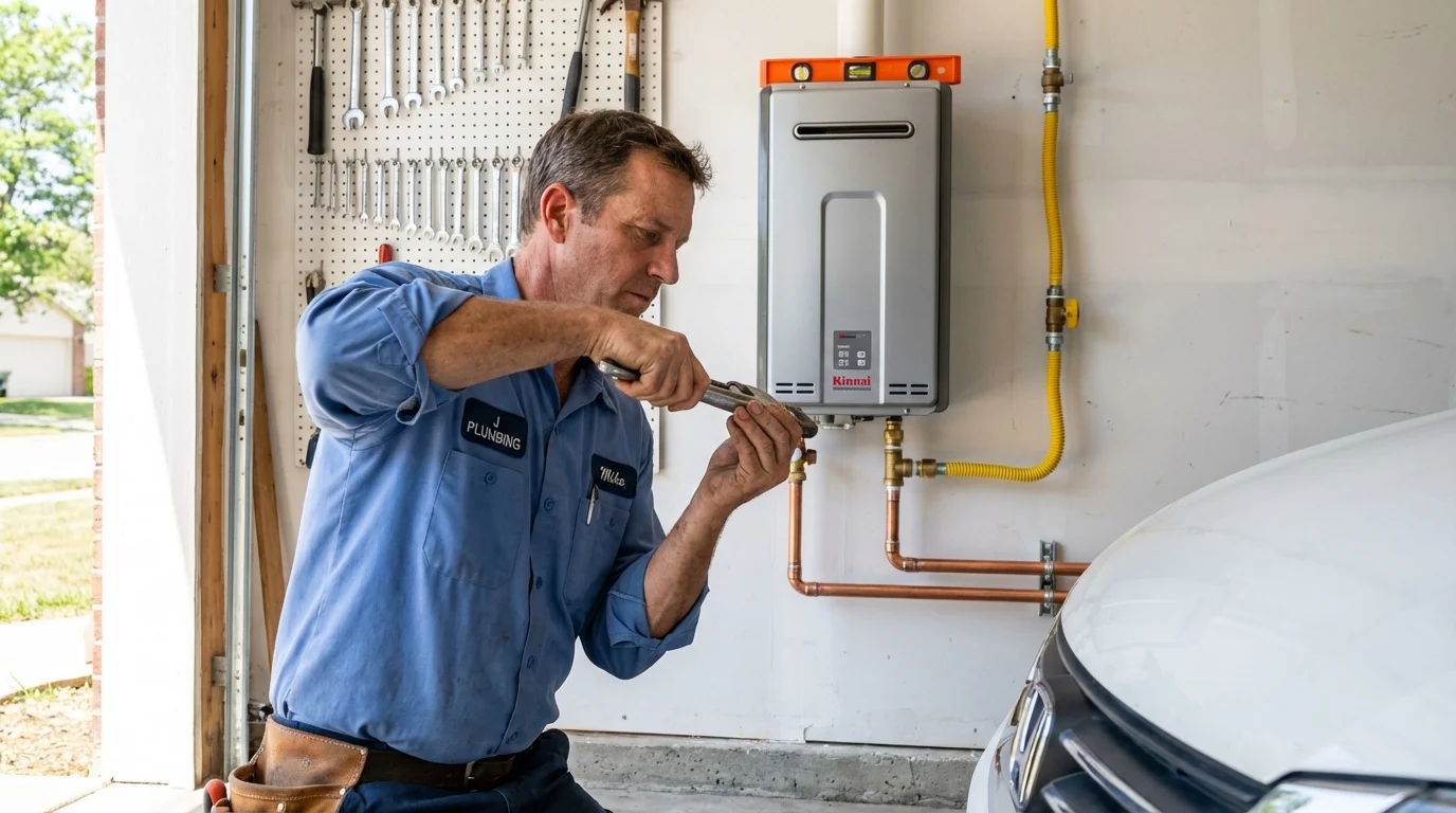 Tankless water heater installation by a Johns Plumbing LLC plumber in Hartselle